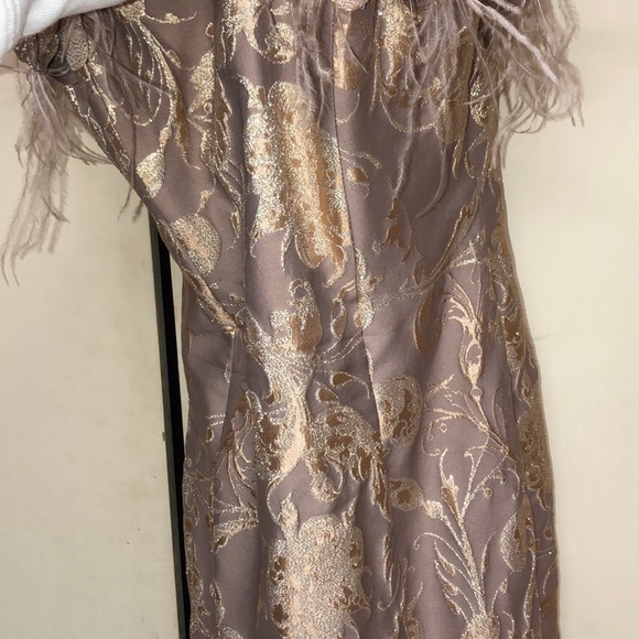 Champagne colored feathered gown - Picture 3 of 5